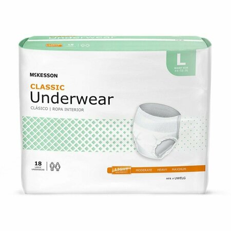 MCKESSON CLASSIC Light Absorbent Underwear, Large, 18PK UWELG